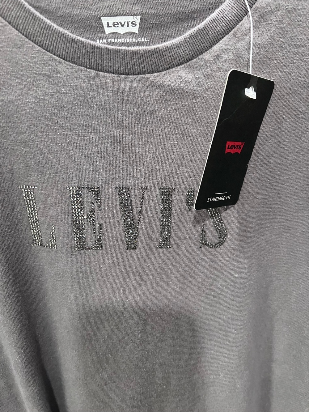 Levi's Charcoal Rhinestone Logo Midi Tee